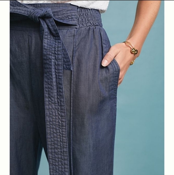 Anthropologie Globetrotter Cotton Chambray Joggers - Picture 2 of 16